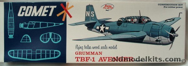 Comet Grumman TBF-1 Avenger - 20 inch Wingspan Flying Balsa Airplane Model - (TBF1 TBF), 3403 plastic model kit